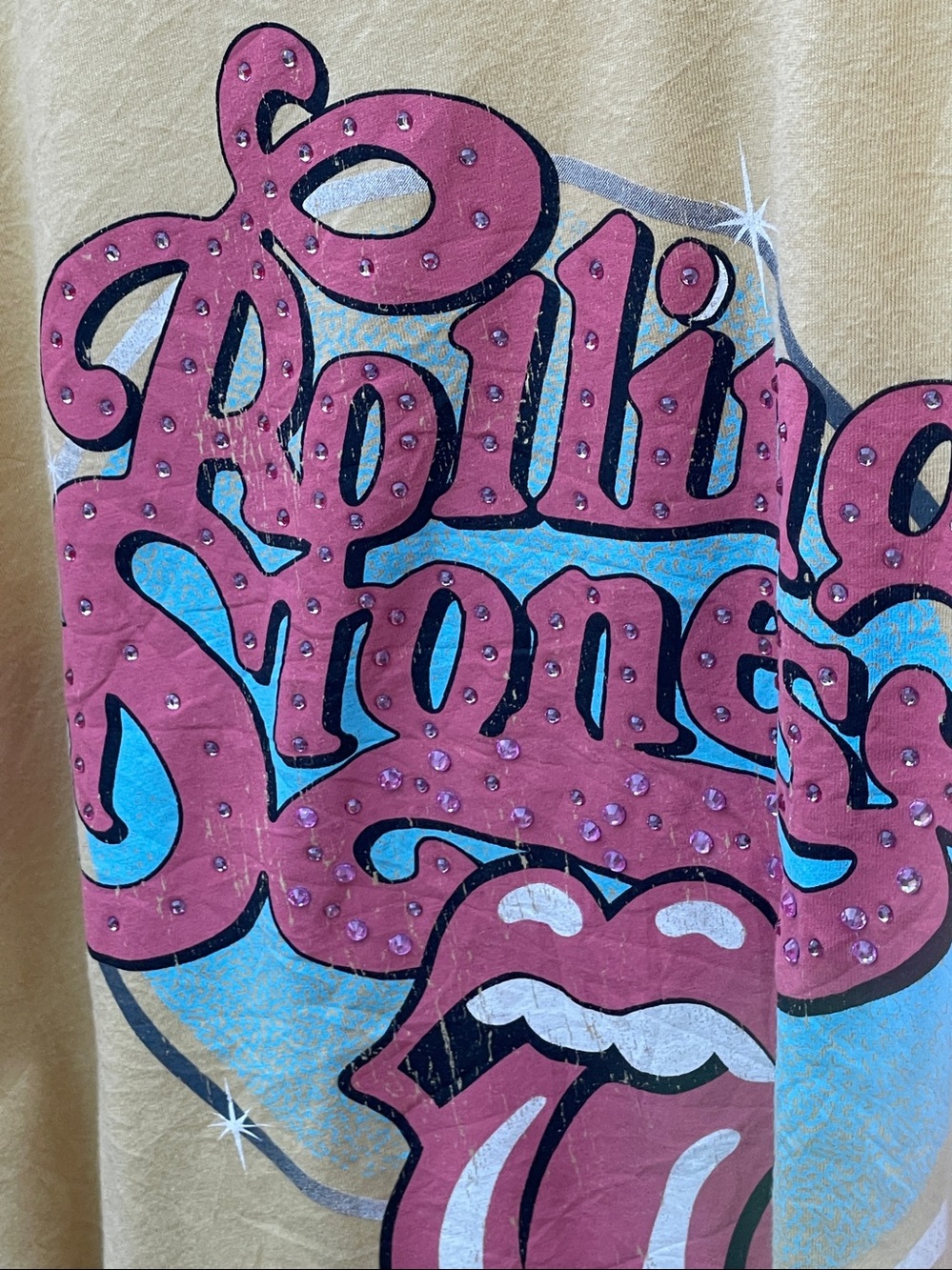 Rolling Stones Graphic Ruched-Side Yellow Tee custom design with draw strings - Picture 3 of 3